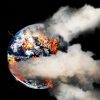 burning Earth seen from outer space